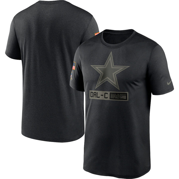 Men's Dallas Cowboys 2020 Black Salute To Service Performance NFL T-Shirt